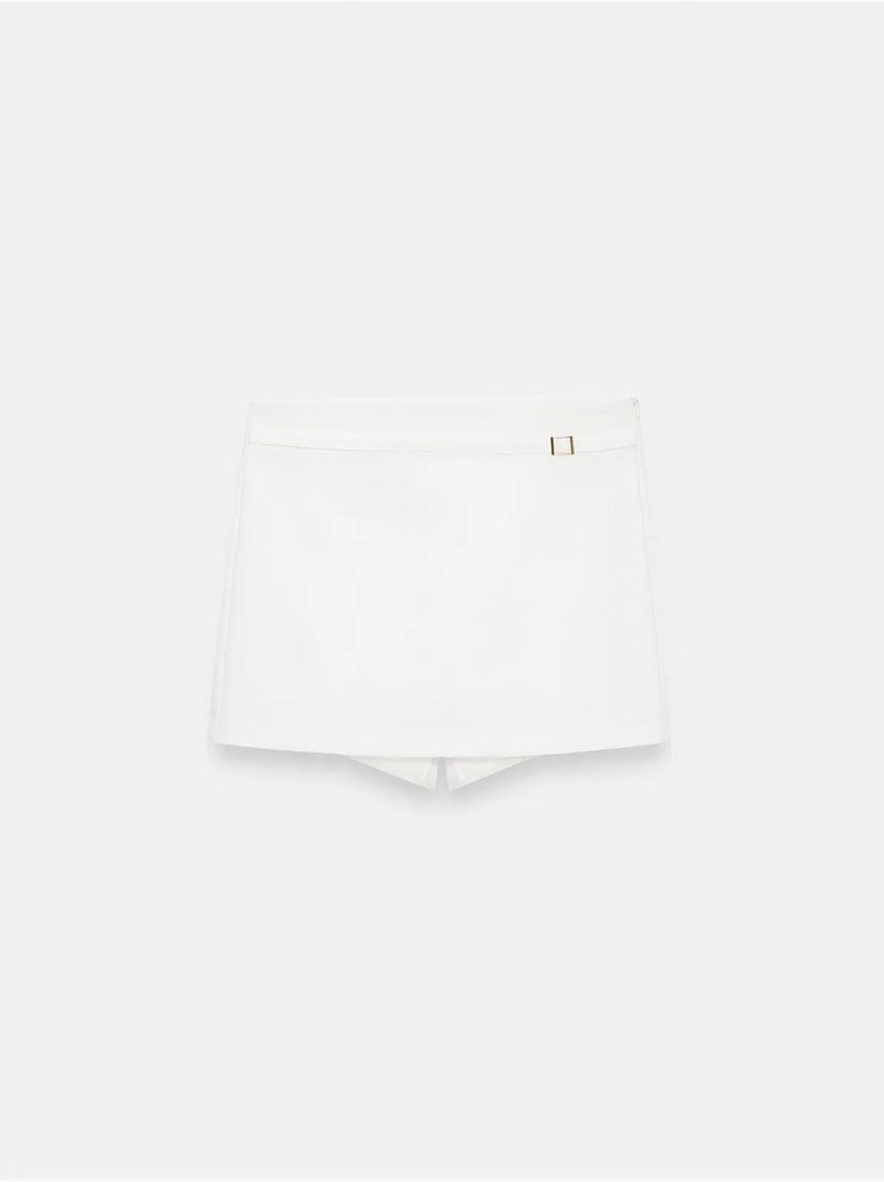 Jupe Courte Trapèze Taille Haute Avec Ceinture Blanc - Kiabi
