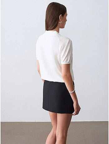 Jupe courte trapèze taille haute avec ceinture dilvin