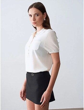 Jupe courte trapèze taille haute avec ceinture dilvin