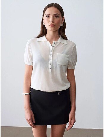 Jupe courte trapèze taille haute avec ceinture dilvin