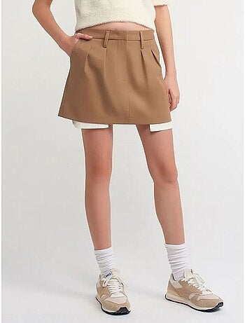 Jupe courte trapèze taille haute avec poche dilvin