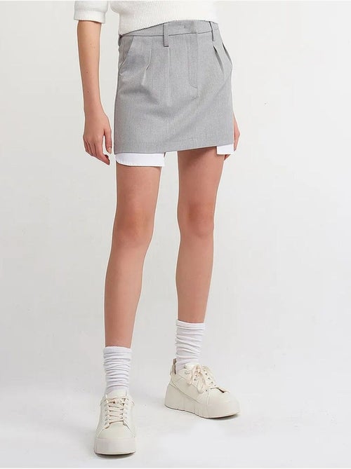 Jupe Courte Trapèze Taille Haute Avec Poche - Kiabi