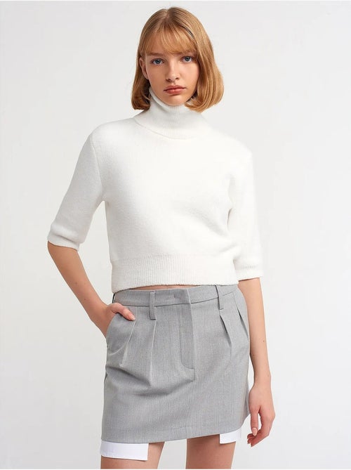 Jupe Courte Trapèze Taille Haute Avec Poche - Kiabi