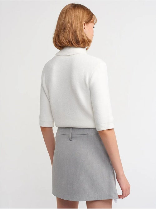 Jupe Courte Trapèze Taille Haute Avec Poche - Kiabi