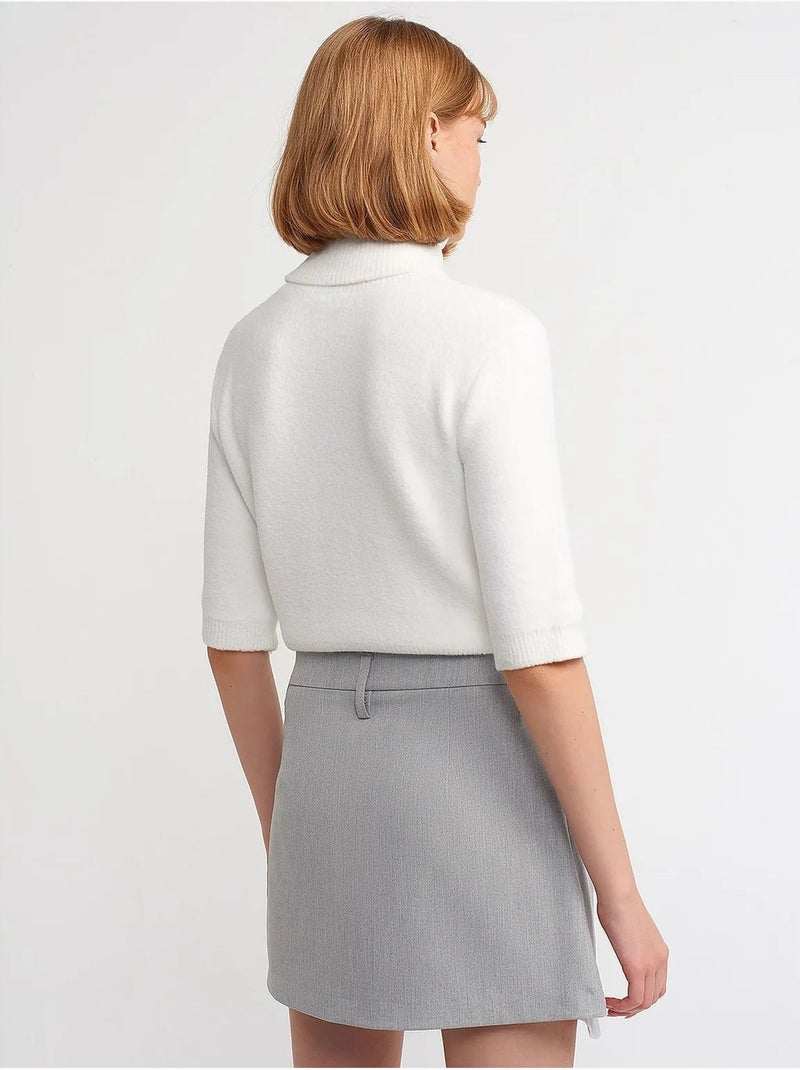 Jupe Courte Trapèze Taille Haute Avec Poche Gris clair - Kiabi