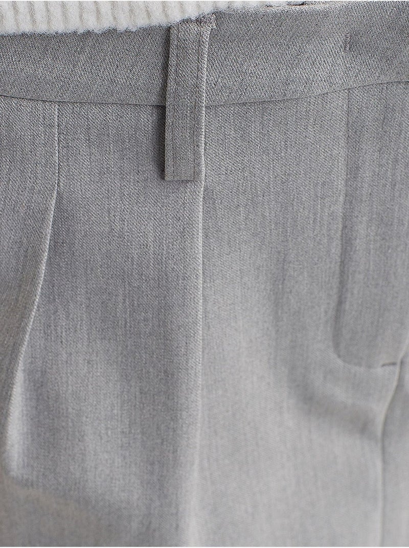 Jupe Courte Trapèze Taille Haute Avec Poche Gris clair - Kiabi