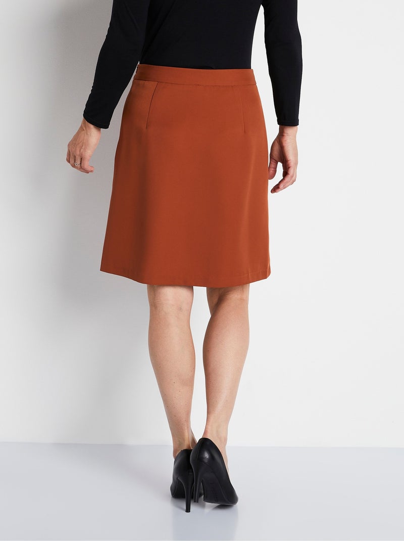 Jupe courte trapèze tissu extensible Marron - Kiabi