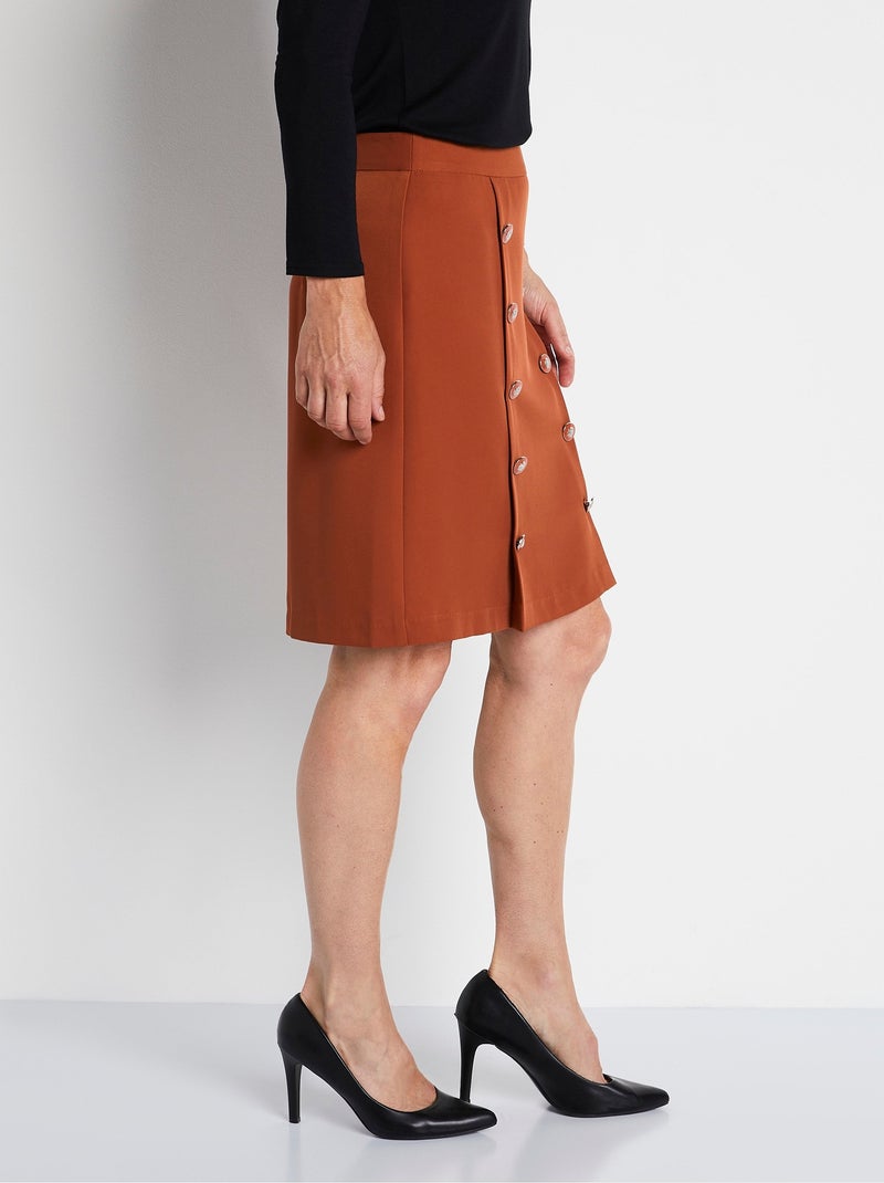 Jupe courte trapèze tissu extensible Marron - Kiabi