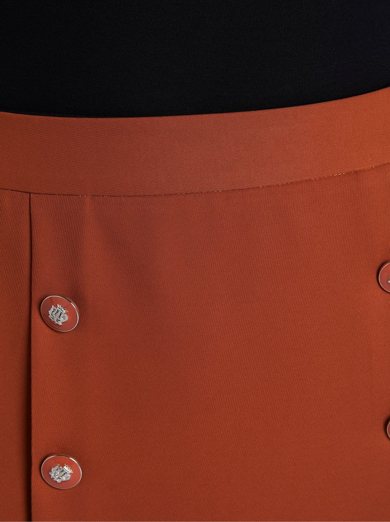 Jupe courte trapèze tissu extensible Marron - Kiabi