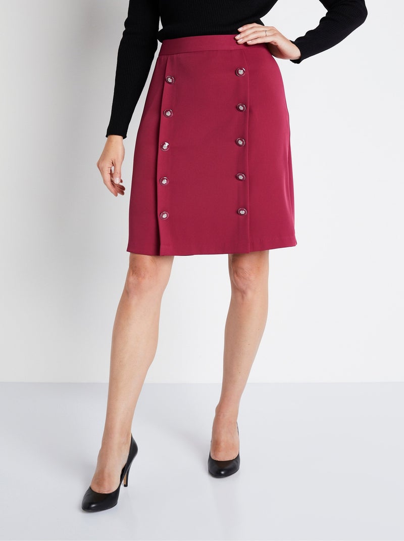 Jupe longue évasée tissu extensible - Bordeaux - Grandes tailles