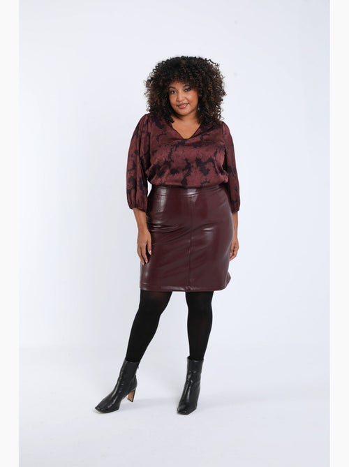 Jupe courte unie en faux cuir PAPRIKA - Kiabi