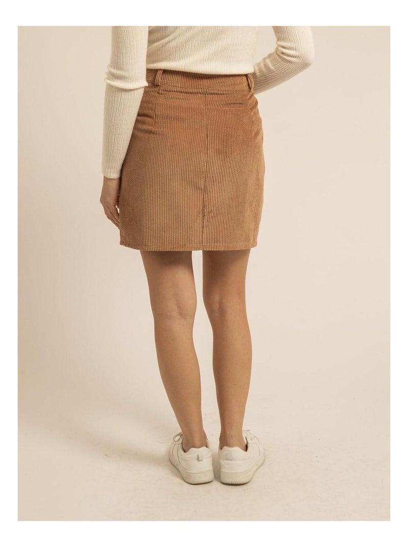 Jupe courte velours cotelé XYLIDINE Marron caramel - Kiabi
