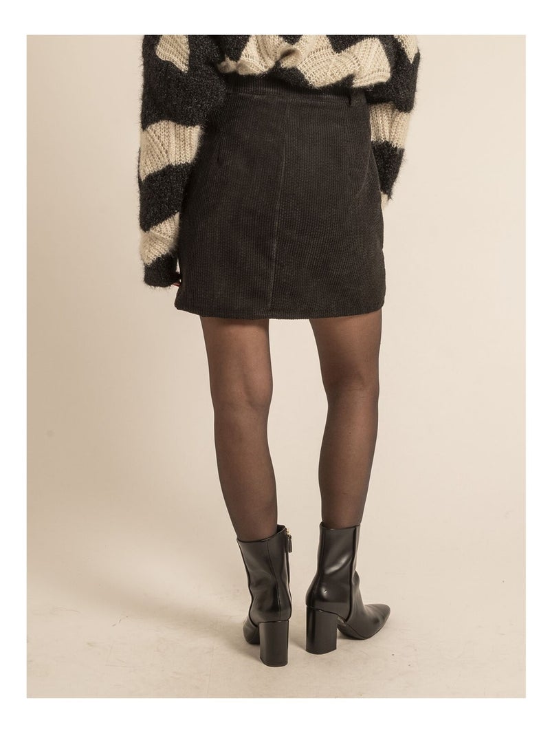Jupe courte velours cotelé XYLIDINE Noir - Kiabi