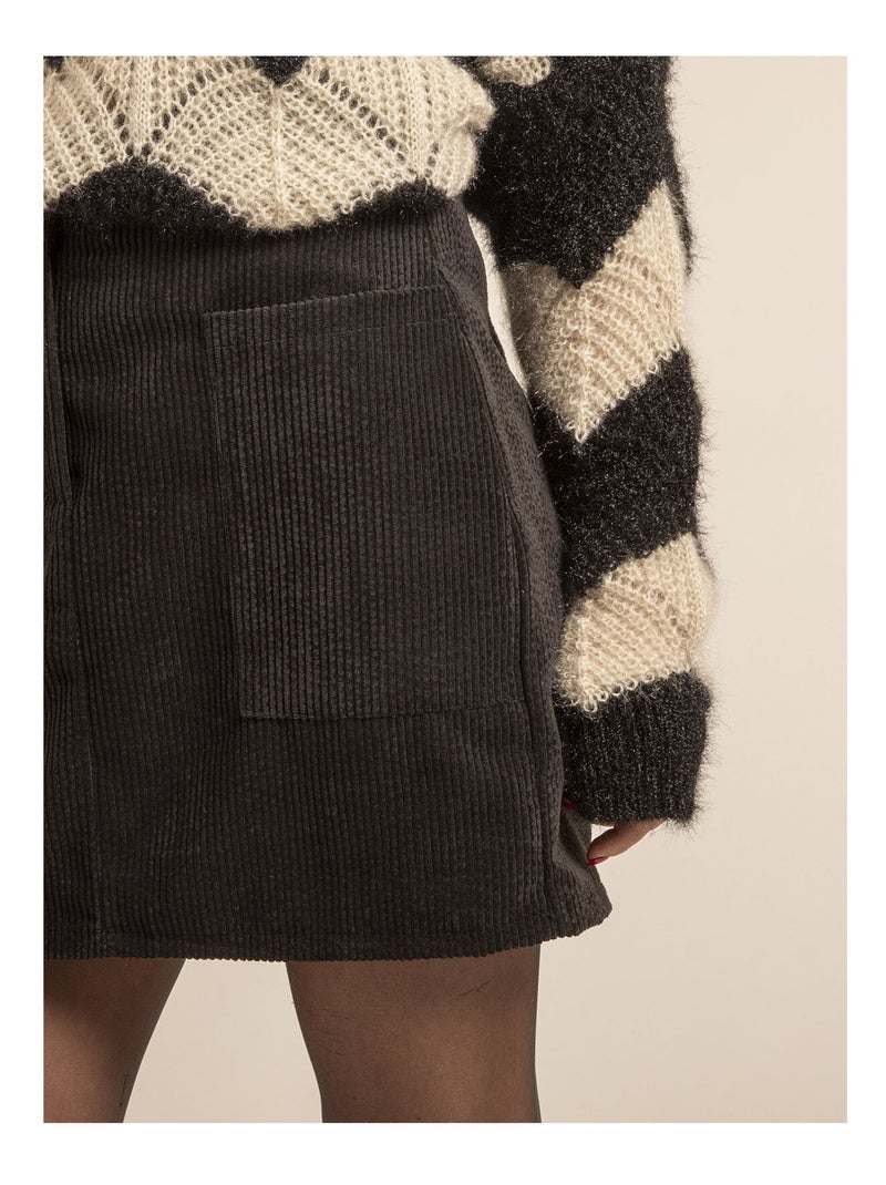 Jupe courte velours cotelé XYLIDINE Noir - Kiabi