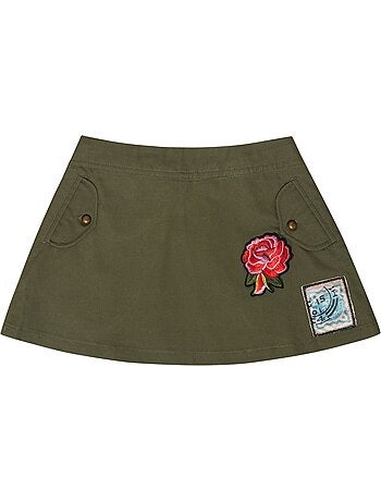 Jupe Courte Vert Kaki Fille MINI SKA - 'LA FAUTE A VOLTAIRE'