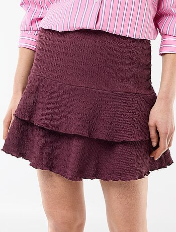 Jupe courte volantée en maille crinckle