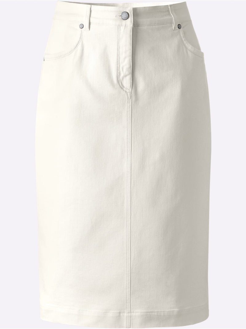 Jupe Crayon Coton De Qualité - Taille Courte - helline Ecru - Kiabi