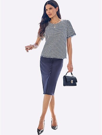 Jupe Crayon Fausse Patte De Boutonnage - Taille Standard - Helline