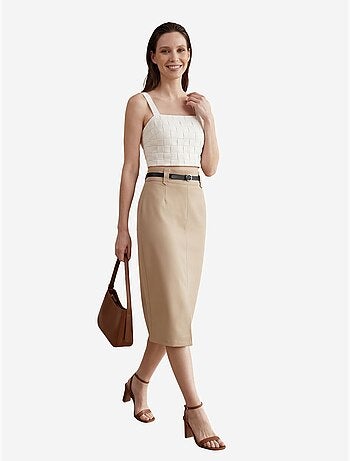 Jupe crayon midi taille haute avec fente my fashion
