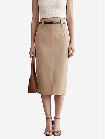 Jupe crayon midi taille haute avec fente my fashion
