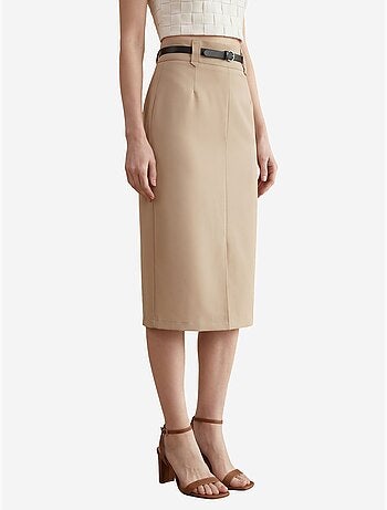 Jupe crayon midi taille haute avec fente my fashion
