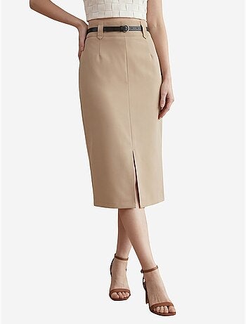 Jupe crayon midi taille haute avec fente my fashion