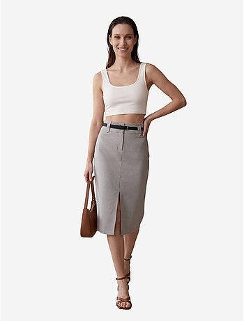 Jupe crayon midi taille haute avec fente my fashion