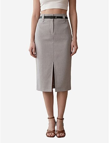 Jupe crayon midi taille haute avec fente my fashion