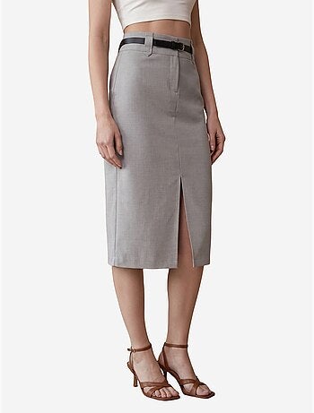 Jupe crayon midi taille haute avec fente my fashion