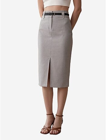 Jupe crayon midi taille haute avec fente my fashion