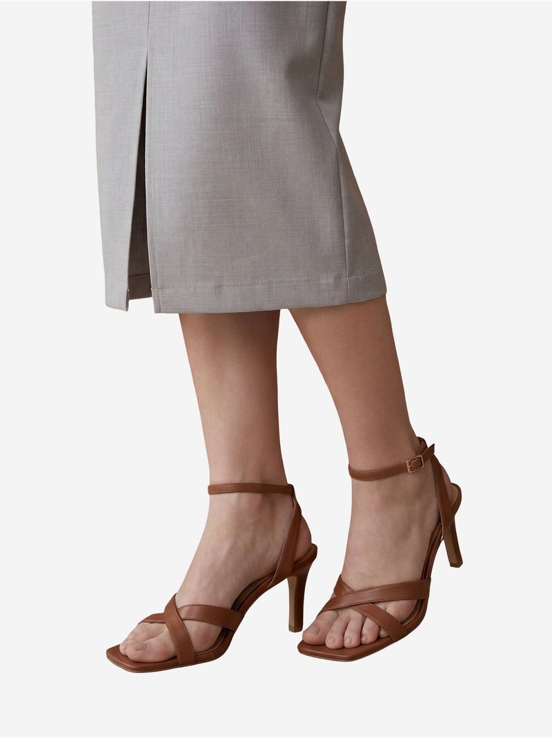 Jupe crayon midi taille haute avec fente my fashion Gris clair - Kiabi