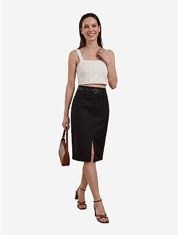 Jupe crayon midi taille haute avec fente my fashion