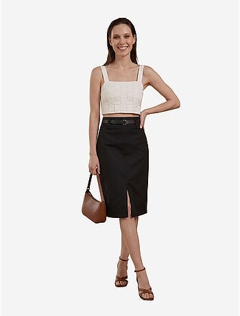 Jupe crayon midi taille haute avec fente my fashion