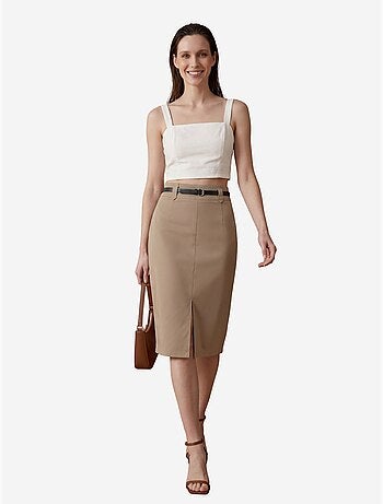 Jupe crayon midi taille haute avec fente my fashion