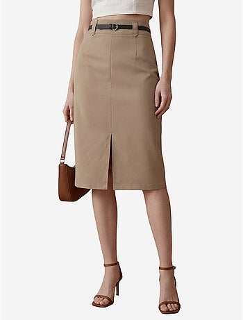 Jupe crayon midi taille haute avec fente my fashion