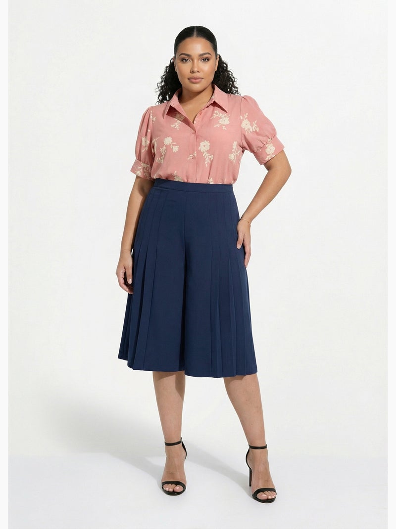 Jupe-culotte ample longue ceinture semi élastiquée - Afibel Bleu - Kiabi