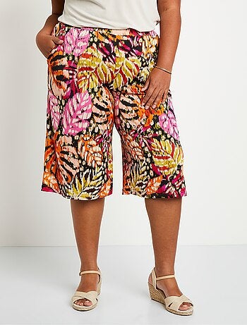 Jupe-culotte ample taille élastiquée imprimée
