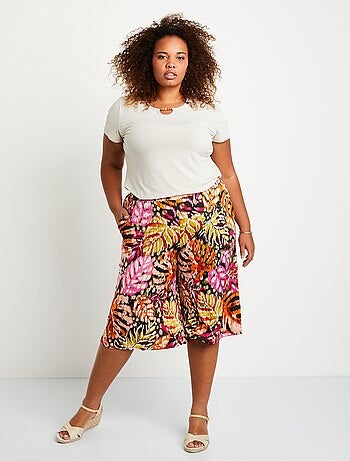 Jupe-culotte ample taille élastiquée imprimée