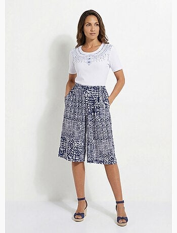 Jupe-culotte ceinture élastiquée imprimée - Afibel