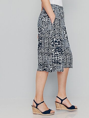 Jupe-culotte ceinture élastiquée imprimée