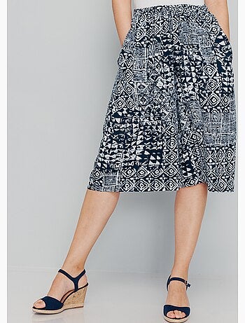 Jupe-culotte ceinture élastiquée imprimée