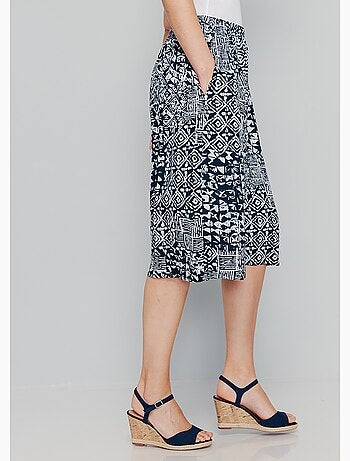 Jupe-culotte ceinture élastiquée imprimée