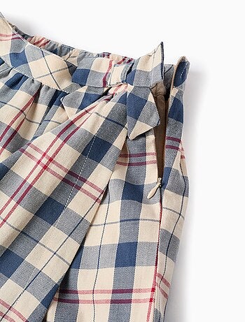 Jupe-culotte en Coton à Carreaux