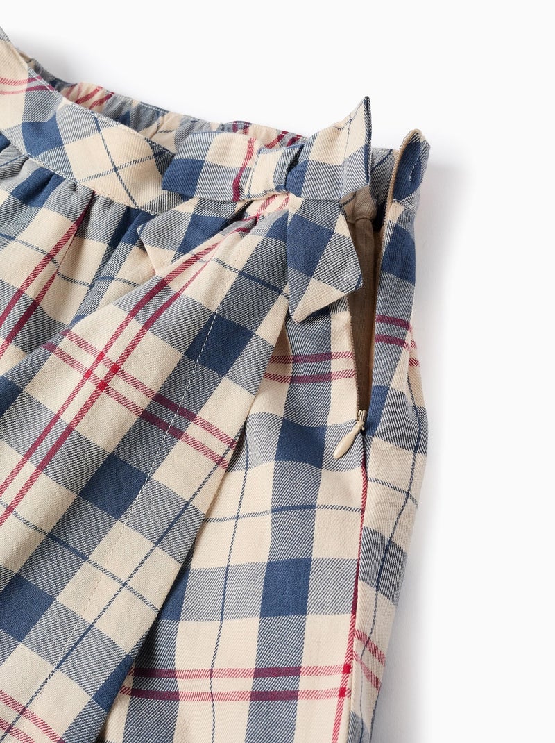 Jupe-culotte en Coton à Carreaux Beige clair - Kiabi