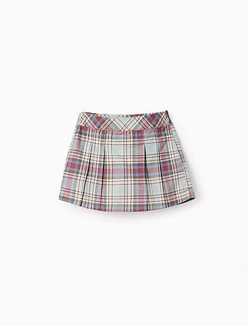 Jupe-culotte en coton à carreaux