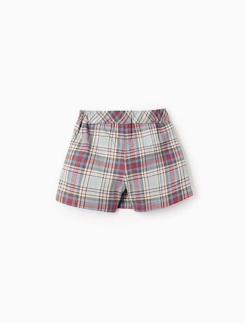 Jupe-culotte en coton à carreaux