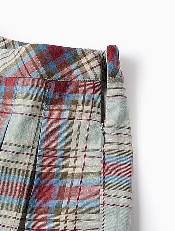 Jupe-culotte en coton à carreaux