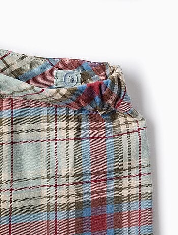 Jupe-culotte en coton à carreaux