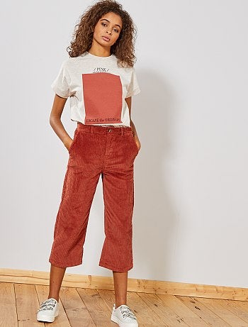 Jupe culotte en velours côtelé - Kiabi