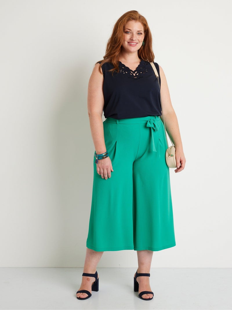 Jupe-culotte longue taille semi-élastiquée - Afibel Vert - Kiabi